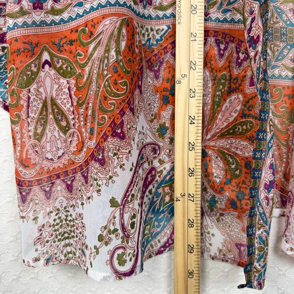 Soft Surroundings Sheer Paisley Kimono Cardigan Topper Women PXS Boho Open Front